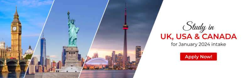 Study in UK, USA, Canada for January 2024 intake